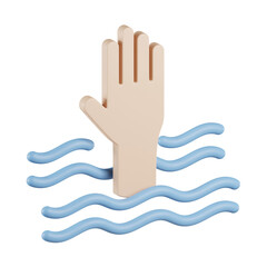 Hand Drowning 3D Icon
