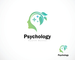 Fototapeta premium psychology logo creative nature leaf health mental design modern