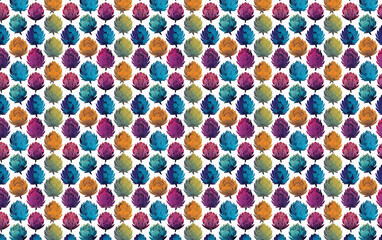 Colorful Artichokes pattern  tile with gradient on white background