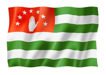 Abkhazian flag isolated on white