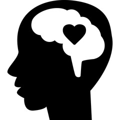 Bald Man Head With Brain And Heart Icon