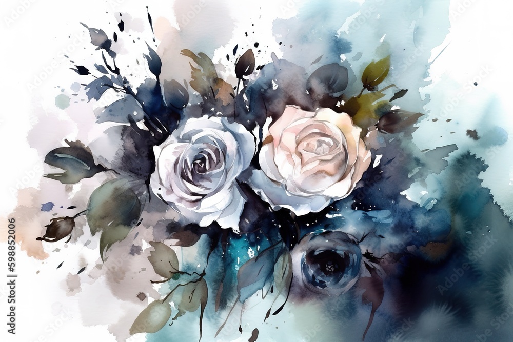 Poster a digital artwork depicting a bunch of roses in a vase Generative AI Generative AI