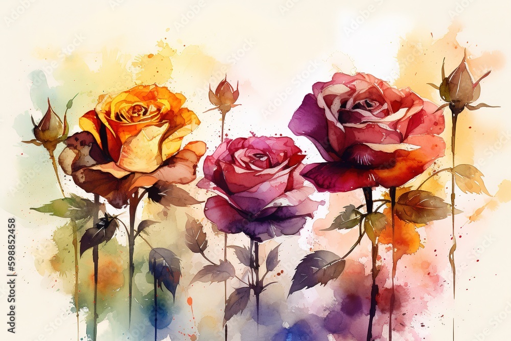 Poster a black and white artwork of three flowers set against a white backdrop generative ai generative ai