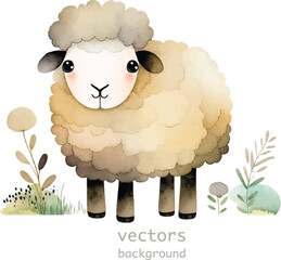 sheep nature watercolor neutral colors for kids simple drawing childish cute 