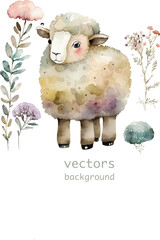 sheep nature watercolor neutral colors for kids simple drawing childish cute 