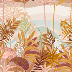 Tropical seamless pattern  in neutral colors