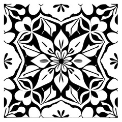 Flower clipart vector design black and white