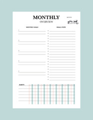  monthly planner. Cute style with Sean and Sea partners. Plan your day make dream happen.