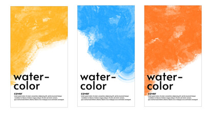 Bundle of watercolor backgrounds suitable for business card, cover, poster, or social media template
