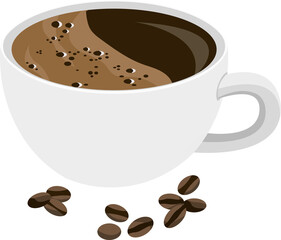 cup of coffee with beans