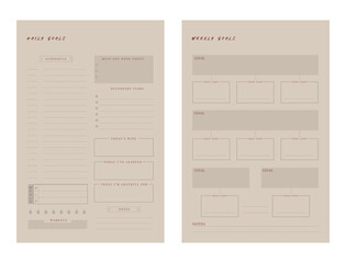 2 set Weekly Goals planner. 