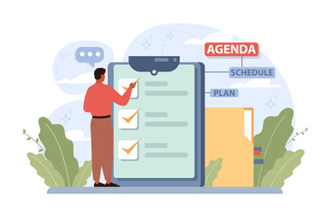 Schedule management. Character planning or checking task, appointment