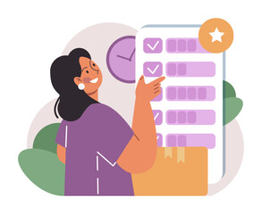 Schedule management. Character planning or checking task, appointment