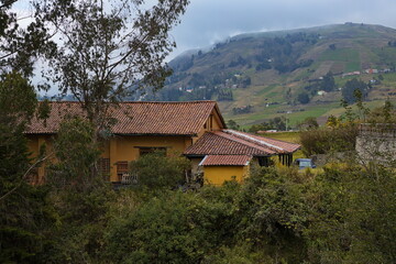 House with tiled roof at the archaeological site in Ingapirca, Canar Province, Ecuador, South America

