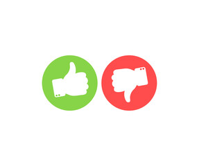 Fototapeta premium Like & Unlike, Do`s and Don't logo design. Thumbs up and thumbs down icons. Social media concept. Like and dislike vector design and illustration. 