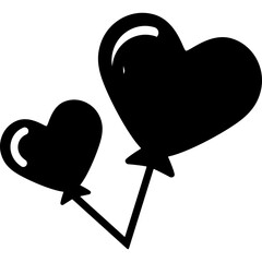 Two Heart Shaped Balloons Icon