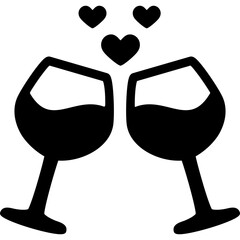Wine Glasses With Hearts Icon