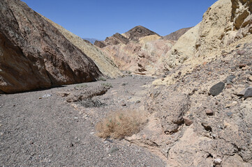 Golden Canyon Trail Head walk in Death Valley at Midday. 