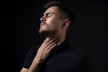 Fototapeta na wymiar Sore throat in men. AI Generated