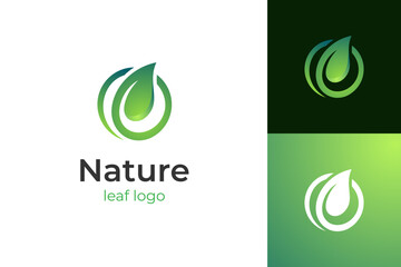 letter o leaf logo icon design, leaf with circle vector logo graphic element for nature brand logo symbol