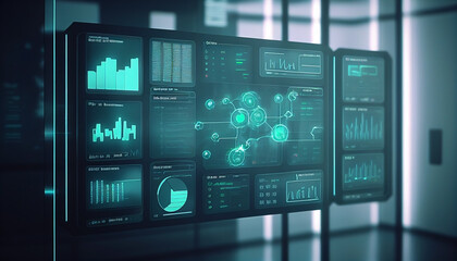 Obraz premium health data flow concept, holograms healt data concept on a hospital. AI generated