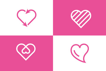 Heart line vector symbol, Valentines day graphic element, Abstract line medical health logo icon design.