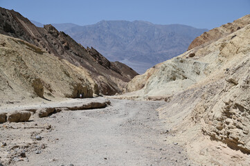 Golden Canyon Trail Head walk in Death Valley at Midday. 