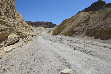 Golden Canyon Trail Head walk in Death Valley at Midday. 