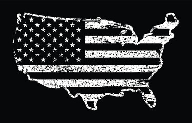 USA Distressed Flag Map. American Grunge Flag Map