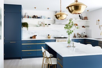Minimalist Scandinavian Kitchen with Wood Accent, Ai Generative