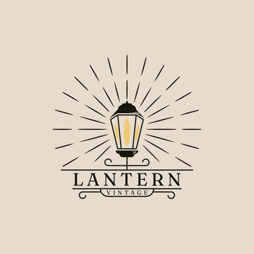 Lantern logo line art or vintage design with minimalist style