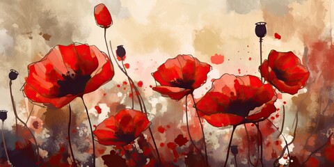 Poppies on a field, generative ai