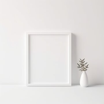 Mock up white frame with copy space, generative ai © FrankBoston