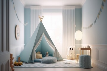 Aesthetic baby room decor in beautiful neutral shades, generative ai