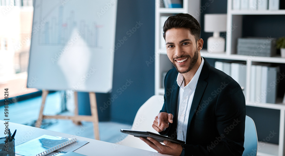 Poster you have to read this email. cropped portrait of a handsome young businessman sitting alone and usin