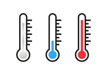 Temperature. Flat, color, measure temperature. Vector icons.