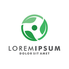 Circle Leaf Logo design nature vector illustration