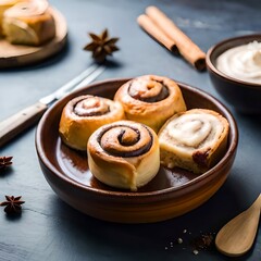 Take a picture of the fluffy and soft cinnamon rolls that you just baked for a sweet treat (Ai Generated)