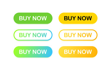 Buy now. Flat, color, Buttons for the site buy now. Vector icons.
