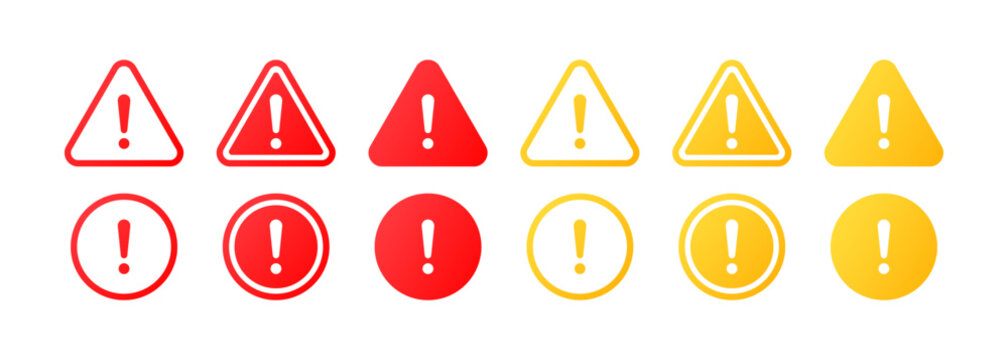 Danger. Flat, color, danger warning. Vector icons.