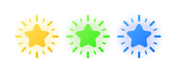 Shining star. Flat, colorful, bright star. Vector icons