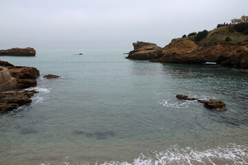 atlantic coast and ocean in biarritz at pays basque in france 