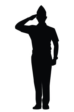 recommend clip art: Standing soldier silhouette vector on white, people.