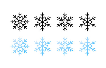 Snowflake icon set in flat. Snowflake icon. Snow, flake, frozen, star. Vector