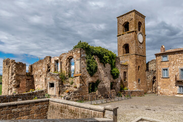 A glimpse of the center of the ghost town of Celleno, Italy