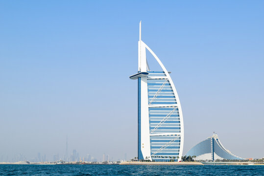 Skyline of Burj al Arab Hotel, the iconic landmark in Dubai. UAE