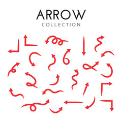 Best vector hand-drawn red arrow set
