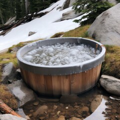 Ice Bath Cold Water Therapy Outdoor Ice Exposure Nature Bath Freezing Temperature Winter Water 