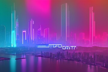neon cityscape, from bottom to top - generative ai