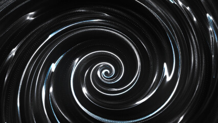 Energy Vortex. Liquid hypnotic looped aqua swirl turning. Luminous whirlpool. Abstract digital swirl. Rotating swirling shapes particles. 3D.